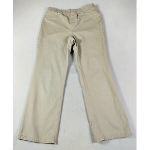 L.L.Bean Pants Womens 12 M/T Beige Flannel Lined Classic Fit Chino Straight Leg